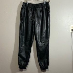 NWT CI sonó black faux leather joggers sz L